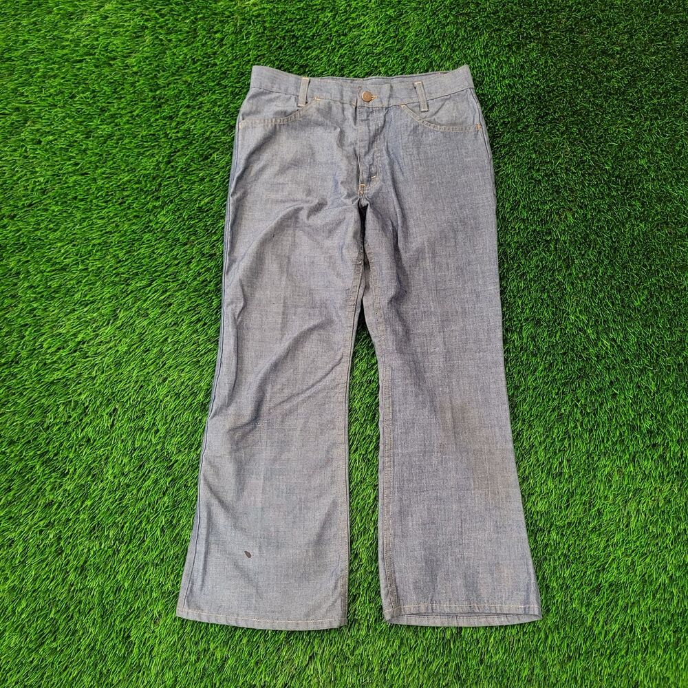 VTG 70s Levis Orange Tab Flares 30x26 Talon Zip Hippie Bell Bottoms Cropped
